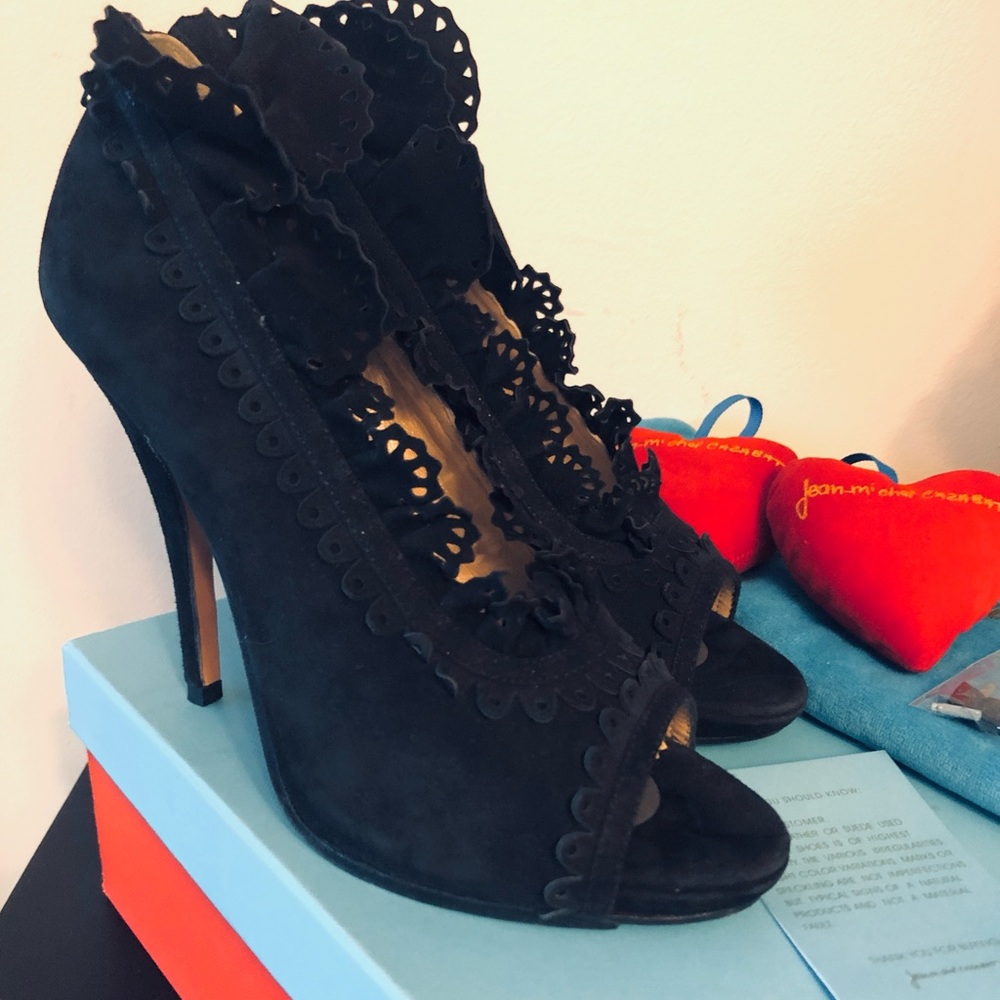 Jean-Michel Cazabat Odessa Black Suede Laser-cut high heels 8M